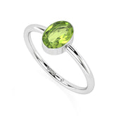 peridot oval cut stackable bezel-set ring